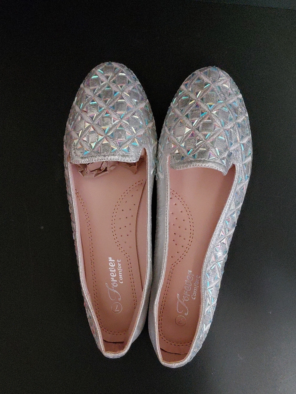 Forever Comfort Iridescent Quilted Slip-On Flats - Pink